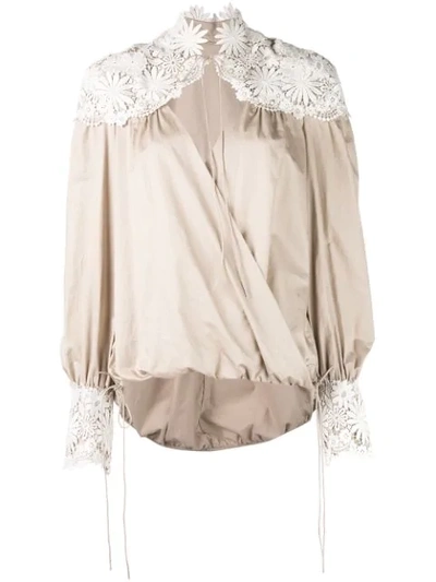 Rosie Assoulin Floral Embroidered Details Blouse In Neutrals