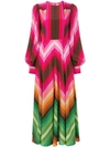 Valentino Long-sleeve Rainbow-print Long Silk Dress In Pink