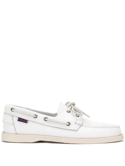 Sebago Mens White Leather Loafers