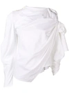 A.W.A.K.E. A.W.A.K.E. MODE RUCHED ASYMMETRIC BLOUSE - WHITE