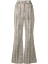 A.W.A.K.E. GINGHAM CHECKED FLARED TROUSERS