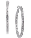 Essentials Large Crystal Inside Out Medium Hoop In Silver Plate Earrings In Silver