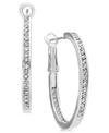 Essentials Large Crystal Inside Out Medium Hoop In Silver Plate Earrings In Silver