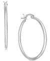 ESSENTIALS SILVER PLATED POLISHED TUBE MEDIUM HOOP EARRINGS