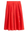 ALEX MILL Cotton Midi Skirt in Tomato