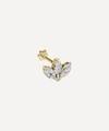 Maria Tash 18ct 3mm Mini Diamond Engraved Lotus Single Threaded Stud Earring In Gold