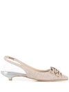 ANNA BAIGUERA ANNA BAIGUERA KNITTED CRYSTAL BUCKLE PUMPS - NEUTRALS