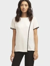 DONNA KARAN DKNY WOMEN'S ASYMMETRICAL TOP WITH CONTRAST PIPING -,73874927