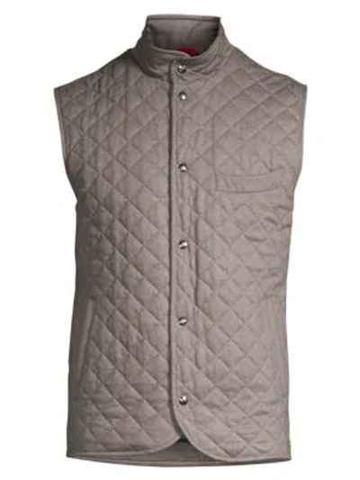 Isaia Diamond Quilted Waistcoat In Light Brown