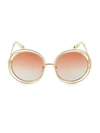 Chloé Carlina Chain 58mm Round Sunglasses In Peach