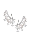 ADRIANA ORSINI Rhodium-Plated Sterling Silver 5mm-7.5mm Freshwater Pearl & Crystal Crawler Earrings