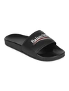 Balenciaga Leather Campaign Logo Slides In Black Multi