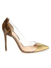 GIANVITO ROSSI Plexi Two-Tone Snakeskin-Embossed Leather & PVC Pumps