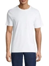 Vince Linen Short Sleeve Crew Tee Hillside Blue In Optic White