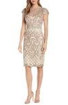 Tadashi Shoji Sequin Lace Cocktail Dress In Sand Petal