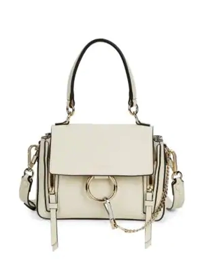 Chloé Small Faye Day Leather Shoulder Bag In Off White