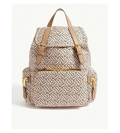 Burberry Monogram-print Nylon And Leather Backpack In Blush