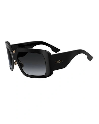 Dior Solight Chunky Rectangle Sunglasses In Black