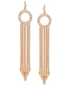 GUESS GOLD-TONE PAVE CIRCLE & MULTI-CHAIN DROP EARRINGS