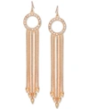 Guess Gold-tone Pave Circle & Multi-chain Drop Earrings In Gold