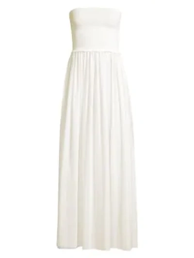 Ramy Brook Calista Strapless Smocked Dress In White