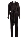 CAROLINA RITZLER Deep V-Neck Tied Satin Jumpsuit