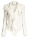 ALEXIS Phineas Lace Ruffle Silk Blouse