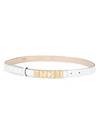 Moschino Goldtone Logo Leather Belt In White