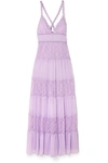 ALICE AND OLIVIA AMENA TIERED LACE AND CREPON MAXI DRESS