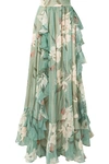 PATBO RUFFLED PRINTED GEORGETTE MAXI SKIRT