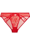 ADINA REAY MARNI CUTOUT EMBROIDERED STRETCH-TULLE BRIEFS