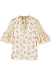 ALICE AND OLIVIA JULIUS FLORAL-PRINT COTTON AND SILK-BLEND VOILE BLOUSE