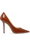 JIMMY CHOO LOVE 100 CROC-EFFECT LEATHER PUMPS