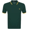 FRED PERRY TWIN TIPPED POLO T SHIRT GREEN,111502
