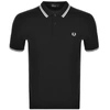 FRED PERRY TWIN TIPPED POLO T SHIRT BLACK,111436