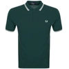 FRED PERRY TWIN TIPPED POLO T SHIRT GREEN,111124