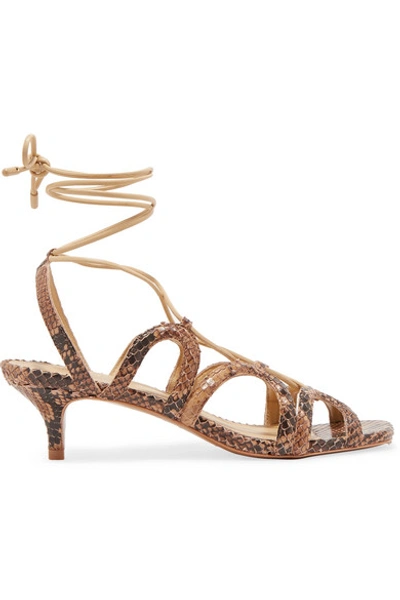 Zimmermann Cutout Snake-effect Leather Sandals In Brown