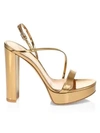 GIANVITO ROSSI WOMEN'S KIMBERLY PLATFORM METALLIC LEATHER SLINGBACK SANDALS,0400010489468