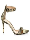 GIANVITO ROSSI WOMEN'S PORTOFINO METALLIC LACE LEATHER SANDALS,0400010489283