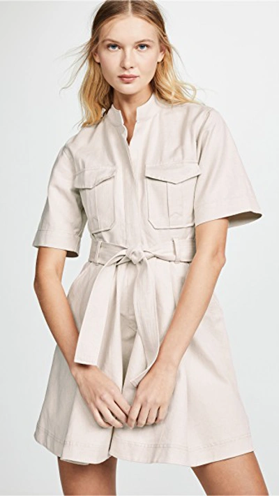 A.l.c Bryn Short-sleeve Belted Dress In Neutrals
