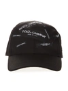 DOLCE & GABBANA BLACK COTTON BASEBALL PATCH LOGO HAT,10901859
