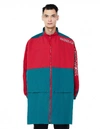 JOHN UNDERCOVER GREEN & RED EMBROIDERED COTTON MIX COAT,JUW4304/GRN