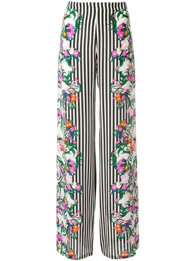 Saloni Mixed Print Wide-leg Trousers - 白色 In White