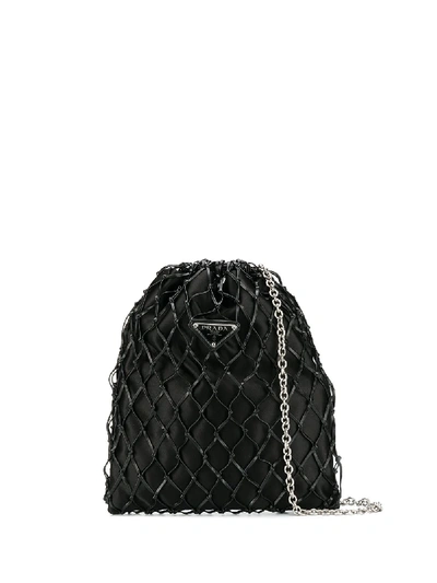 Prada Logo Netted Bag - 黑色 In Black