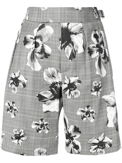 Neil Barrett Prince Of Wales Floral Shorts - 灰色 In Grey