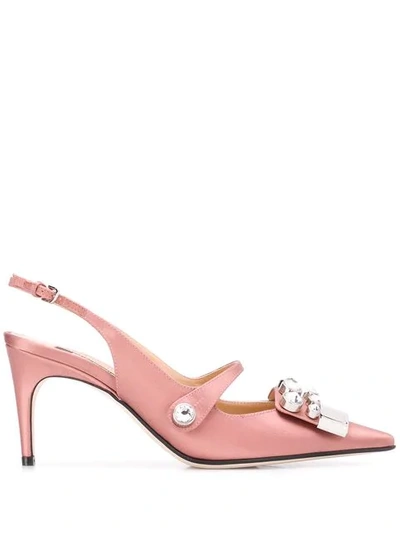Sergio Rossi Crystal Studded Slingback Pumps - 粉色 In Pink