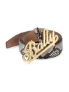 BALLY Swoosh Snake-Print Leather Belt