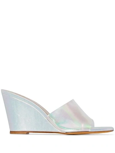 Maryam Nassir Zadeh Paradise Leather Wedge Sandals In Silver