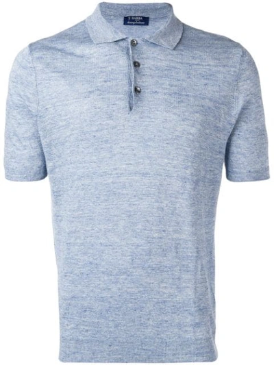 Barba Knitted Polo Shirt In Blue