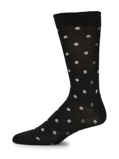 Paul Smith Men's Tiny Dot Stretch-cotton Mid-calf Socks In Black